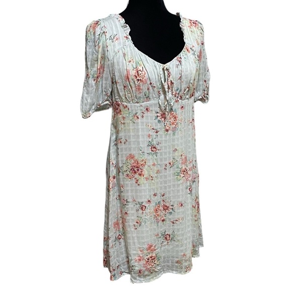 Hint of Mint Floral Plaid Babydoll Dress Large Fairy Y2K Style NWT - Picture 4 of 11